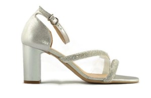 Srebrne sandały ze silikonowym paskiem model 2495