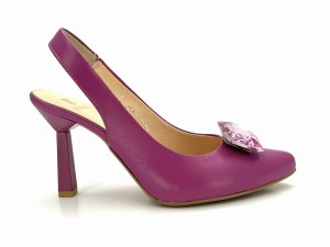 2661 różowe czółenka bez pięty  z ozdobą