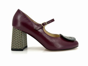 2764 czółenka w kolorze oberżyny zapinane na pasek 