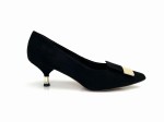 2982 czółenka damskie czarne z zamszowej skóry naturalnej
